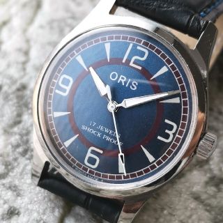 オリス(ORIS)のオリス ORIS ブルー シルバー 17石 3針 1970s 整備済 機械式(腕時計(アナログ))