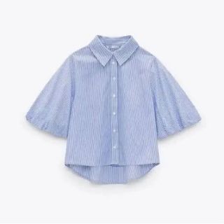 ザラ(ZARA)のZARAストライプ　パフスリーブブラウス(シャツ/ブラウス(半袖/袖なし))