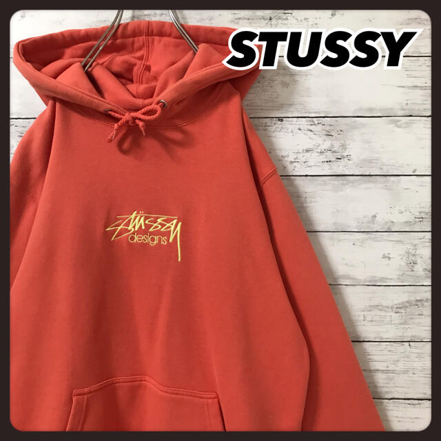 【入手困難】STUSSY　刺繍アーチロゴ　プルオーバーパーカー　サイズL　即完品