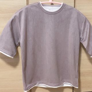紫　藤色　高級感生地　重ね着風　オシャレ　半袖Tシャツ　Lサイズメンズ　未使用(Tシャツ/カットソー(半袖/袖なし))