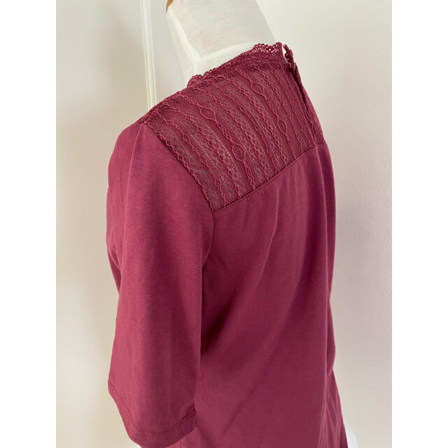 chocol raffine robe(ショコラフィネローブ)のchoral raffine ぶどうカラー・紫・赤　レース　プチハイネック レディースのトップス(Tシャツ(半袖/袖なし))の商品写真