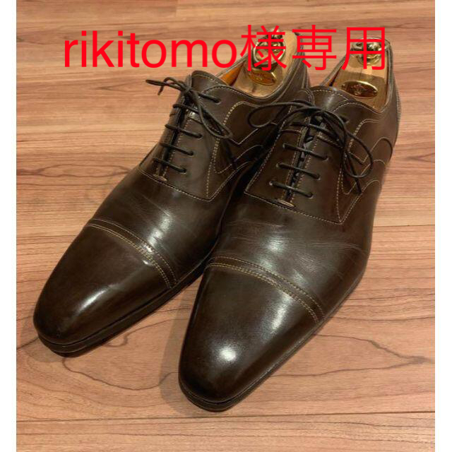 美品 サントーニ santoni ダークブラウン 8.5 ストレートチップ