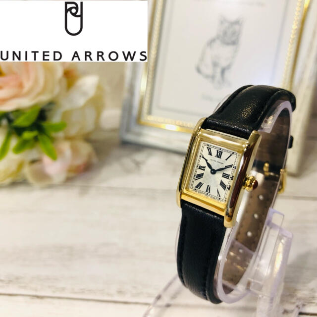 UNITED ARROWS(ユナイテッドアローズ)の☆ ユナイテッドアローズ スクエアレザー腕時計 ゴールド 超美品✨ ☆ レディースのファッション小物(腕時計)の商品写真