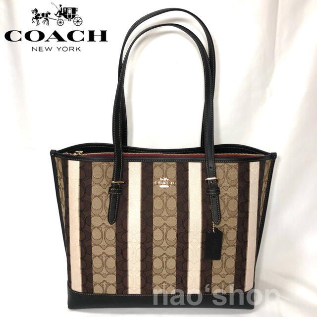 新品  COACH／デンプシージャガードウィズストライプ／ブラウン