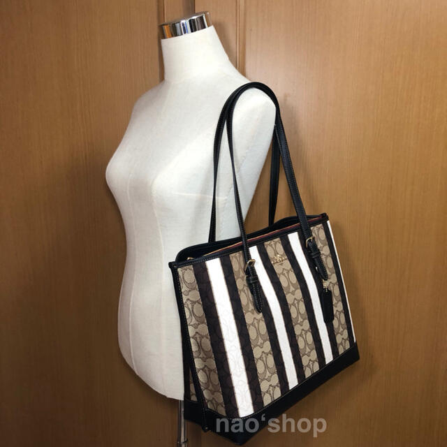 【新品】COACH トートバッグ シグネチャー ジャガード ストライプ