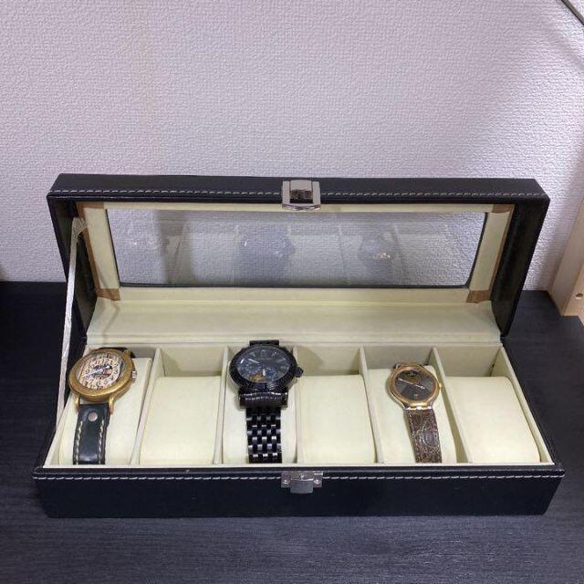 腕時計ケース　収納ボックス　ブラック　6本　ディスプレイ
