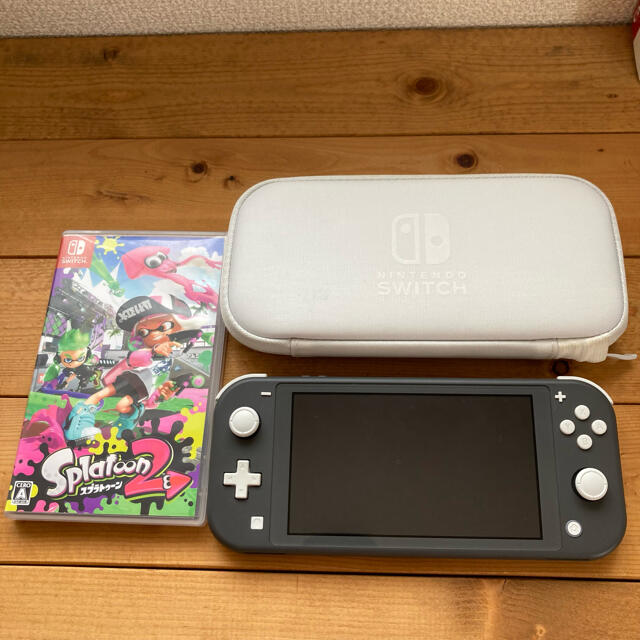 任天堂Switch Lite グレー 美品　スプラトゥーン2　ケース・フィルム付