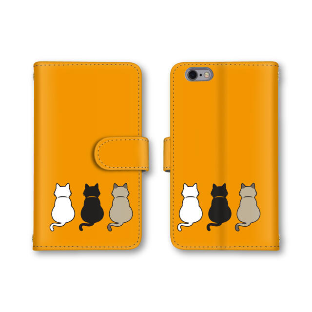 オレンジ ネコ 猫 iPhoneケース 手帳型 スマホカバー スマホケース スマホ/家電/カメラのスマホアクセサリー(iPhoneケース)の商品写真