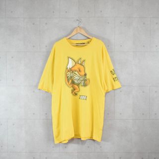 キャラクタープリント　キツネ　フォックス　プリントTシャツ　イエロー　古着(Tシャツ/カットソー(半袖/袖なし))