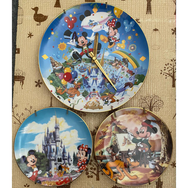 東京ディズニーランド15ｔｈ　昭和レトロ　絵皿　飾り皿　壁掛け　３点セット | フリマアプリ ラクマ