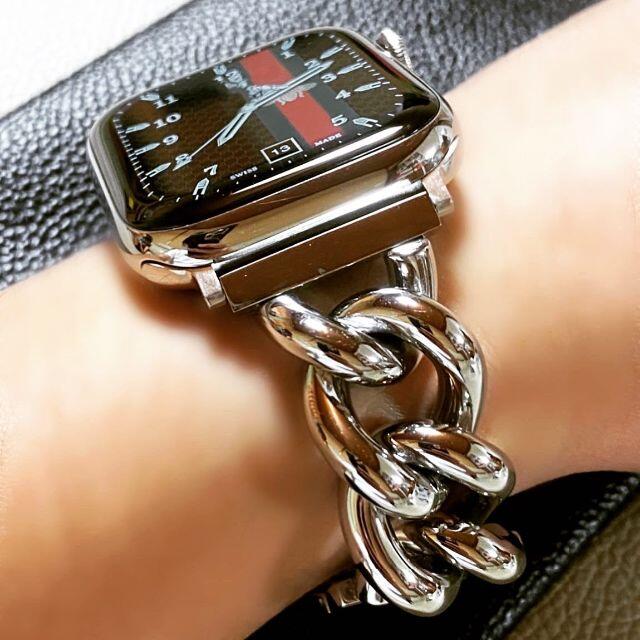 アップルウォッチ 最高級 シルバーチェーンブレスレット　 ベルト　 レディースのファッション小物(腕時計)の商品写真
