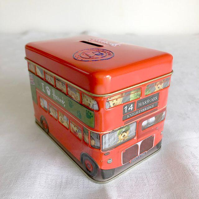 Harrods(ハロッズ)のハロッズ　チョコ缶　ロンドンバス　貯金箱 　Harrods　LondonBus エンタメ/ホビーのコレクション(ノベルティグッズ)の商品写真