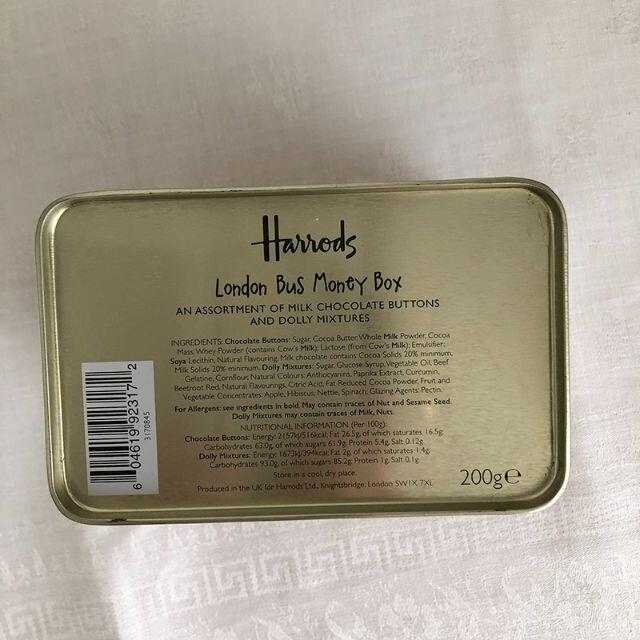 Harrods(ハロッズ)のハロッズ　チョコ缶　ロンドンバス　貯金箱 　Harrods　LondonBus エンタメ/ホビーのコレクション(ノベルティグッズ)の商品写真