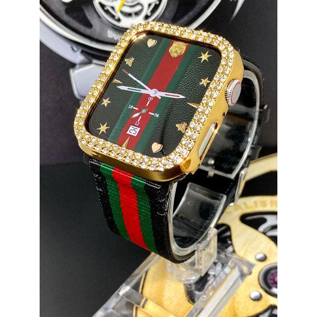 アップルウォッチ 最高ランクダイヤカバー　ナイロンレザー  ベルトセット レディースのファッション小物(腕時計)の商品写真