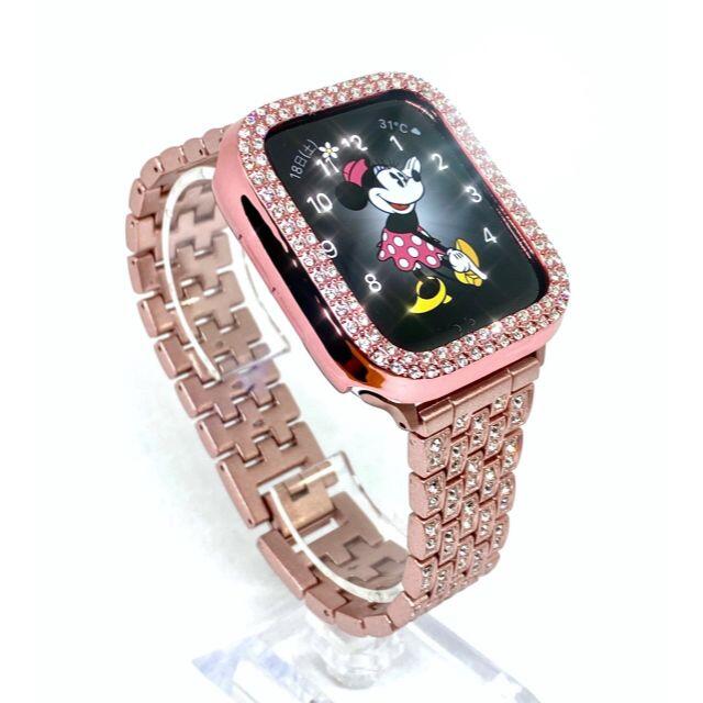 アップルウォッチ 最高ランクダイヤカバー＆バンドセットコマ調整器付  レディースのファッション小物(腕時計)の商品写真