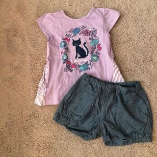 アナスイミニ(ANNA SUI mini)の♡ANNA SUI mini♡ストライプフリルセットアップ 120 ネコ(Tシャツ/カットソー)