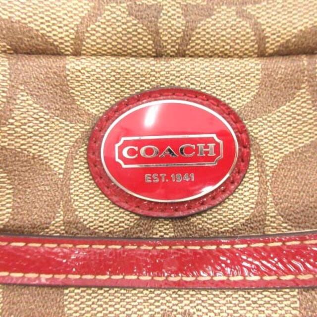 COACH(コーチ)のコーチ ショルダーバッグ ポシェット 総柄 キャンバス 茶 赤 レディースのバッグ(ショルダーバッグ)の商品写真