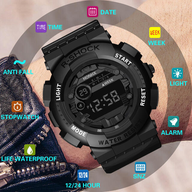 スポーツ腕時計　LED デジタル 腕時計 時計　ミリタリー　耐久性 スポーツ メンズの時計(腕時計(デジタル))の商品写真