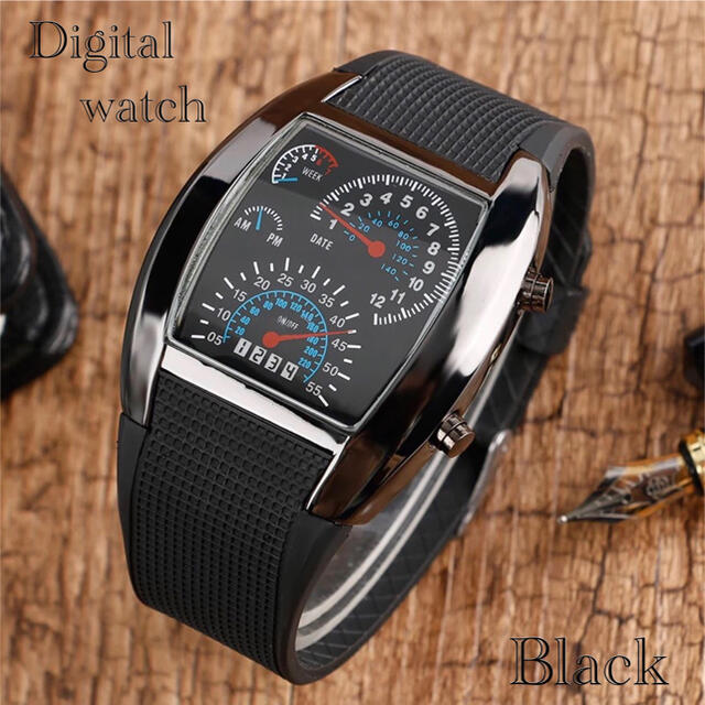 腕時計 デジタル腕時計 時計 LED スポーツ時計 ゴムベルト ウォッチ メンズの時計(腕時計(デジタル))の商品写真
