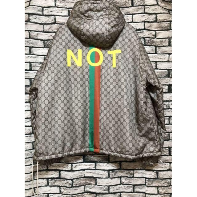 Gucci(グッチ)のGUCCI  グッチ★ FAKE/NOT GG柄ナイロン中綿フーデッドジャケット メンズのジャケット/アウター(ナイロンジャケット)の商品写真