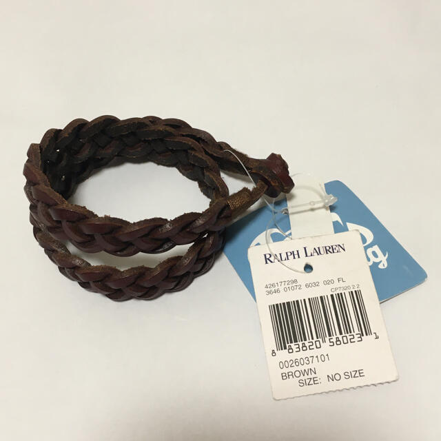 Ralph Lauren(ラルフローレン)の新品 ラルフローレン 編み込み レザーブレスレット 二重巻き 本革 メンズアクセ メンズのアクセサリー(ブレスレット)の商品写真