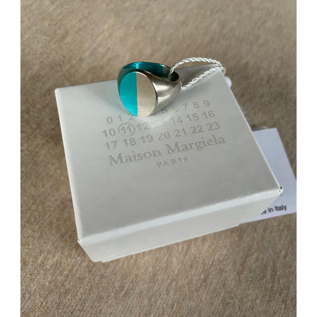 Maison Martin Margiela(マルタンマルジェラ)のM新品 メゾン マルジェラ ツートーン リング 指輪 シルバー ターコイズブルー メンズのアクセサリー(リング(指輪))の商品写真