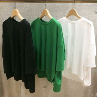 未使用品❗️エンフォルド ランダムテレコ5部袖Tシャツ ダークグリーン