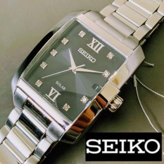 セイコー(SEIKO)の【新品】豪華ダイヤ★セイコー SEIKO ソーラー メンズ腕時計 シルバー(腕時計(アナログ))