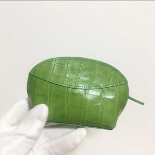 本革イタリアンレザー ソフト高級牛革 レディース 鰐型押し 小銭入れ　ミニポ チ(コインケース)