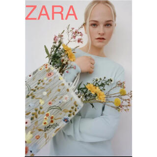ザラ(ZARA)の新品ZARA フラワーエンブロイダリーチュールトートバッグ(トートバッグ)