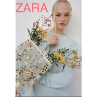 ザラ(ZARA)の新品ZARA フラワーエンブロイダリーチュールトートバッグ(トートバッグ)