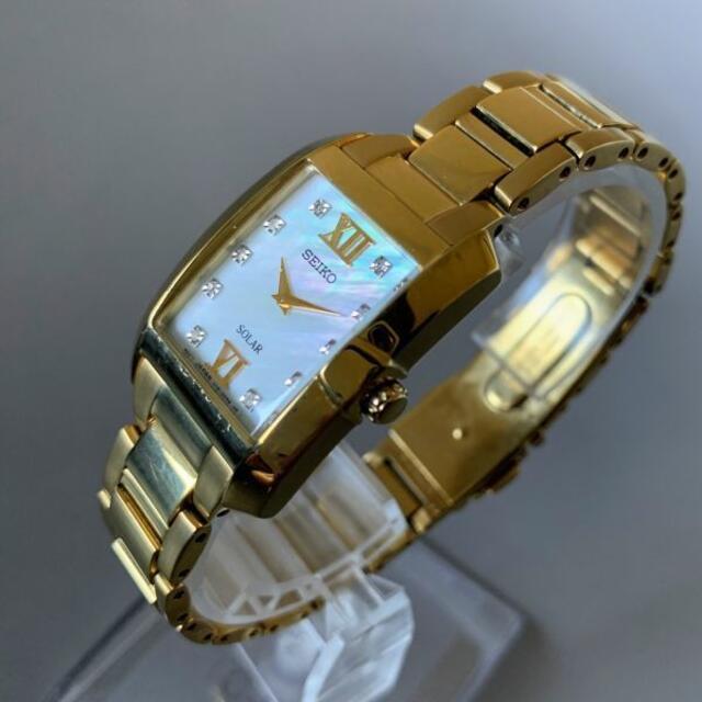 V115ケースベルト【新品】豪華ダイヤモンド10石★セイコー SEIKO ソーラー レディース腕時計
