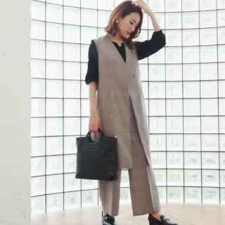 シマムラ(しまむら)の新品タグ付き♡星玲奈コラボ　即完売！グレンチェックジレ　ブラウン　Lサイズ(ベスト/ジレ)