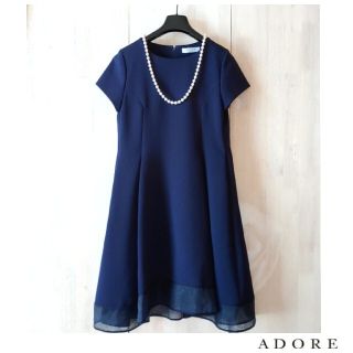 アドーア(ADORE)の◆幻◆美品 定価4.9万円 ADORE シャンブレーワンピース　結婚式(ひざ丈ワンピース)