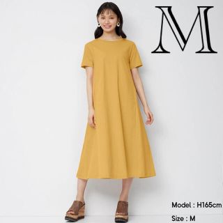 ジーユー(GU)の❤︎新品❤︎ジーユー　マーセライズドAラインワンピース　半袖　ロングワンピース(ロングワンピース/マキシワンピース)