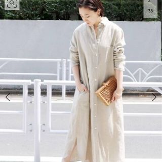 プラージュ(Plage)のtomo様専用☆　プラージュ　Linen シャツワンピース　36　ベージュ(ロングワンピース/マキシワンピース)