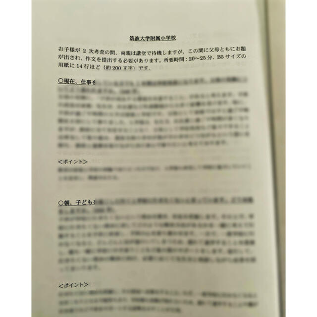 小学校受験　願書対策　幼稚園受験　親子面接　慶応　早実　聖心　暁星　青学　筑波