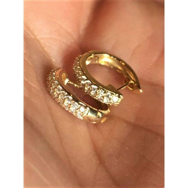 完売しました。⑫✨ 計0.3ct✨2列✨上質ダイヤ✨中折れ✨フープ ピアス