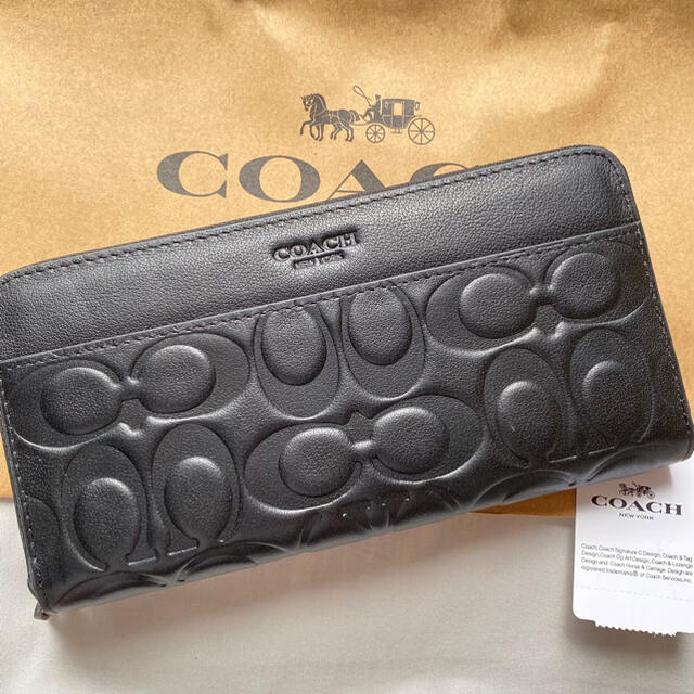 ☆新品未使用☆ COACH 長財布 ブラック コーチ ウォレット ファスナー 黒