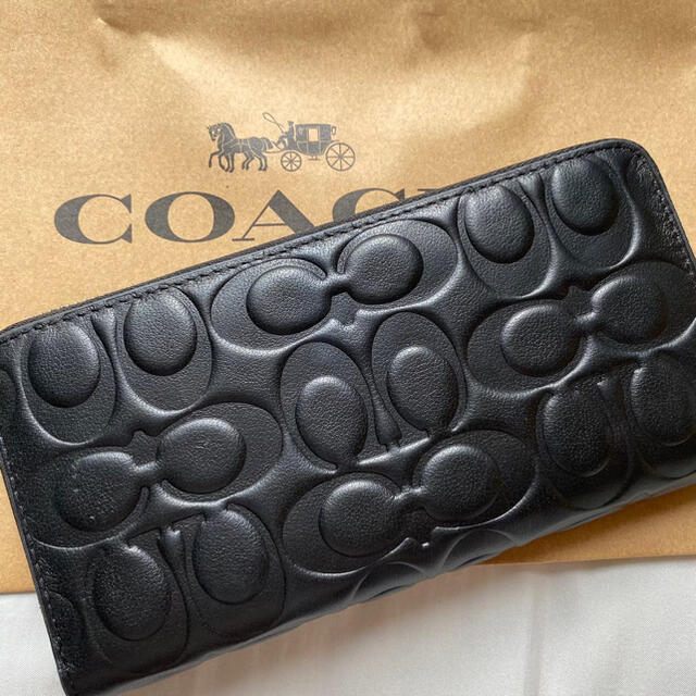 ☆新品未使用☆ COACH 長財布 ブラック コーチ ウォレット ファスナー 黒