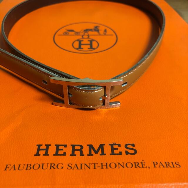 HERMES★ベルト75★こげ茶×キャメル★レディース