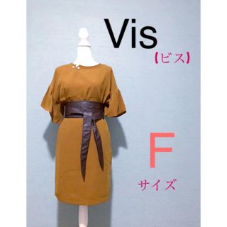 ヴィス(ViS)の美品‼️vis (ビス) シャツ　ワンピース　ピン付き　(ひざ丈ワンピース)