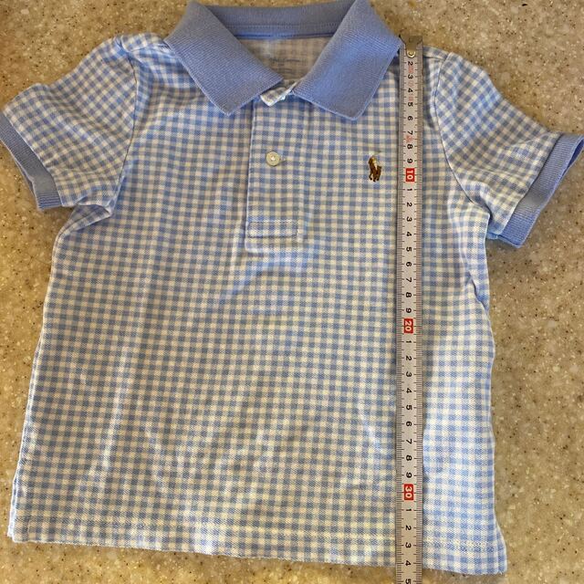 POLO RALPH LAUREN(ポロラルフローレン)のポロ　ラルフローレン　ポロシャツ　トップス　水色　80cm ギンガムチェック キッズ/ベビー/マタニティのベビー服(~85cm)(シャツ/カットソー)の商品写真