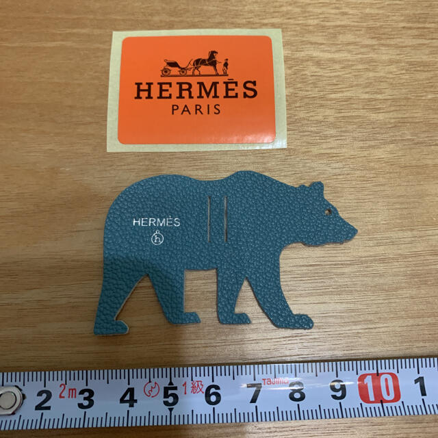 未使用品◎HERMES エルメス  petit h プティアッシュ クマ／グリズリー レザー バッグチャーム ライトピンク×キャメル 箱付き