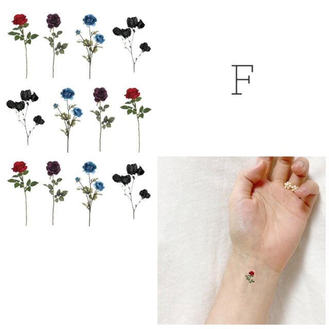 F】タトゥーシール 指タトゥー 韓国 お花 消えるタトゥーの通販 F】タトゥーシール 指タトゥー 韓国 お花 消えるタトゥーの通販