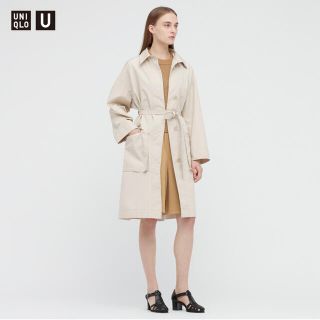 ユニクロ(UNIQLO)のコットンロングコート ナチュラル ユニクロユー(ロングコート)