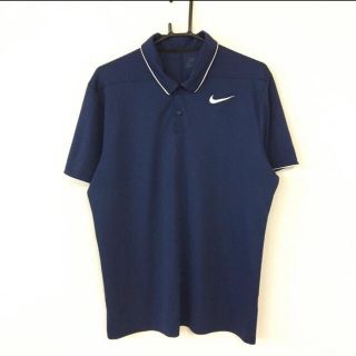 ナイキ(NIKE)のNIKE ナイキゴルフ 半袖ポロシャツ ネイビー×白 DRI-FIT(ウエア)