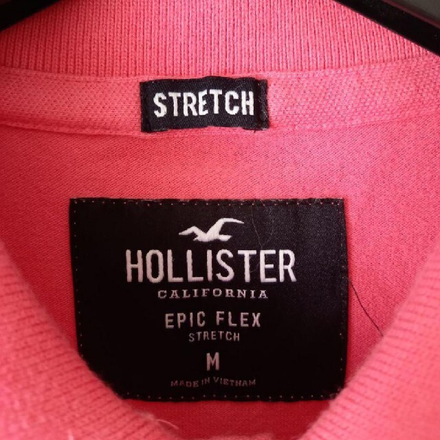 Hollister(ホリスター)の☆HOLLISTER　ホリスター　ポロシャツ　Mサイズ　美品　ピンク メンズのトップス(ポロシャツ)の商品写真