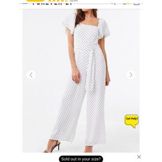 フォーエバートゥエンティーワン(FOREVER 21)の オールインワン　ドット柄　スクエアネック　半袖　シフォン(オールインワン)