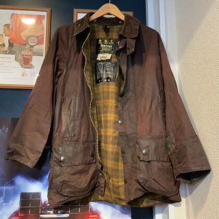 Barbour メンズBEDALEワックスジャケット 赤 チェック